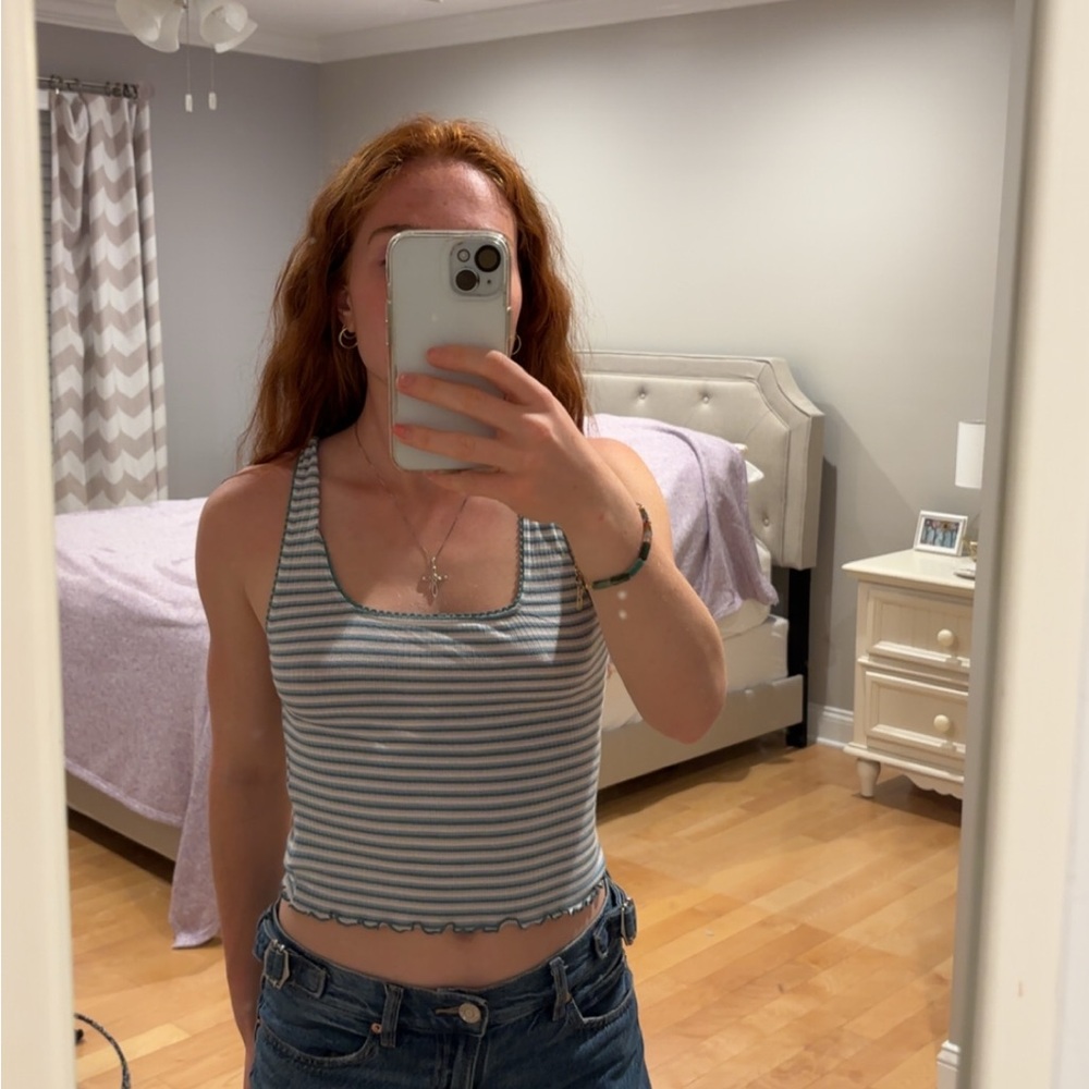 Striped Blue and White Women's Tank Top